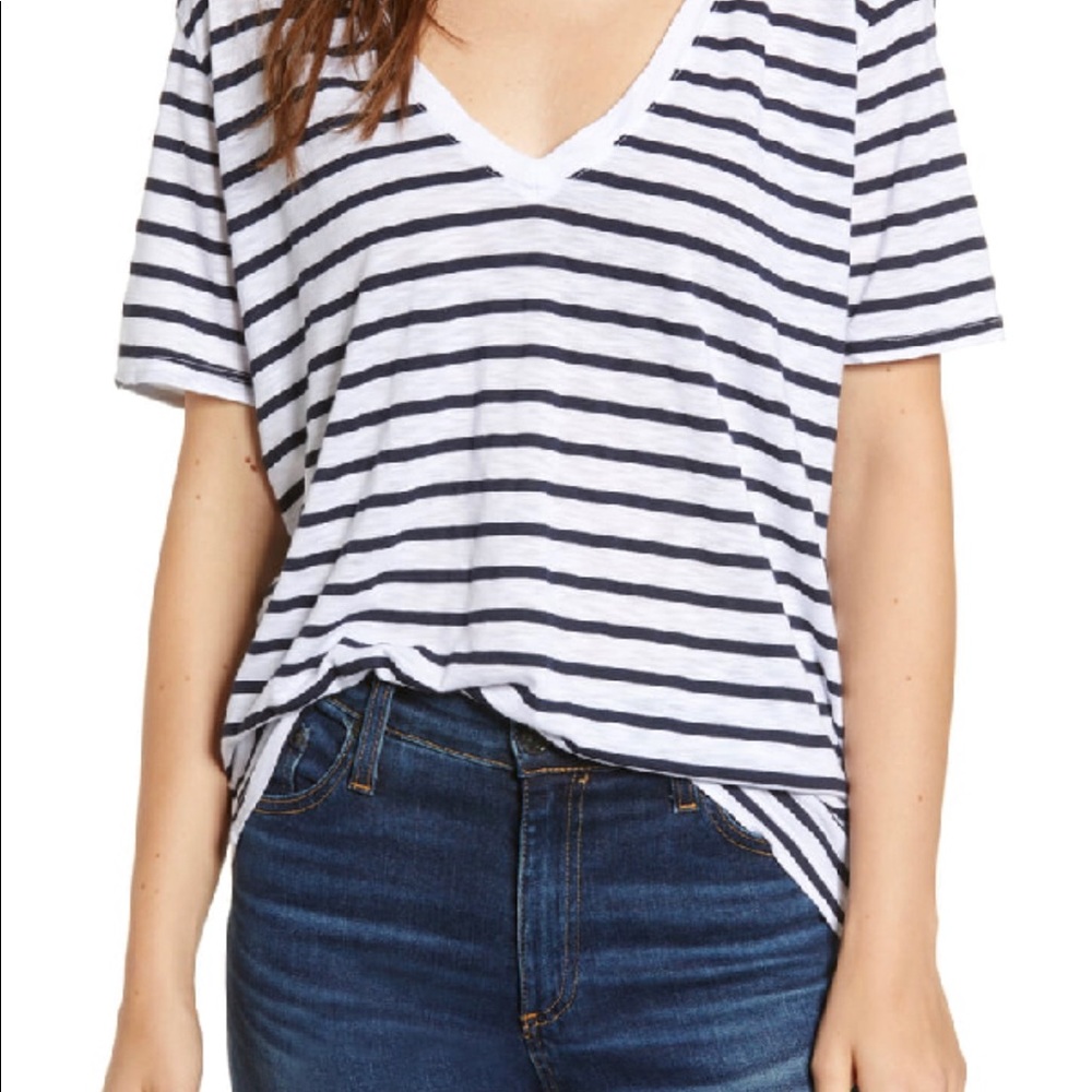 Splendid everly stripped V neck T